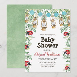 Lady Bug in Greenery Garden Baby Shower Einladung