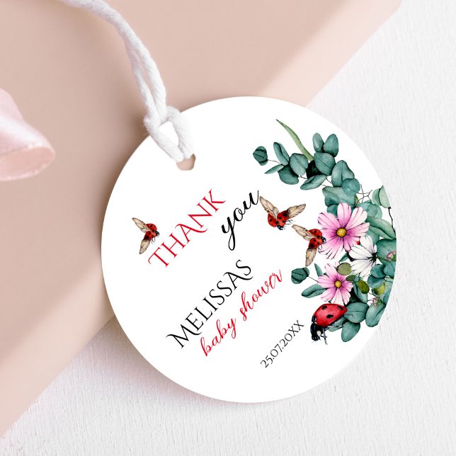 Lady Bug kleine Dame Baby Dusche Gefallen Geschenkanhänger (Lady bug little lady baby shower  favors personalized printed thank you favor tags)