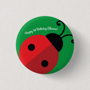 Lady Bug Niedlich 1. Geburtstag Party Button
