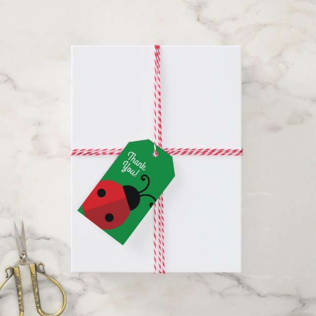 Lady Bug Niedlich Kindergeburtstag Party Geschenkanhänger (Mit Garn)