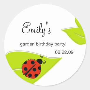 Lady Bug Party Label Runder Aufkleber