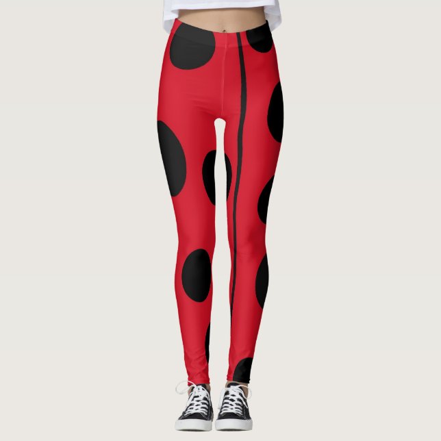 Lady Bug Red und Black Design Leggings (Vorderseite)