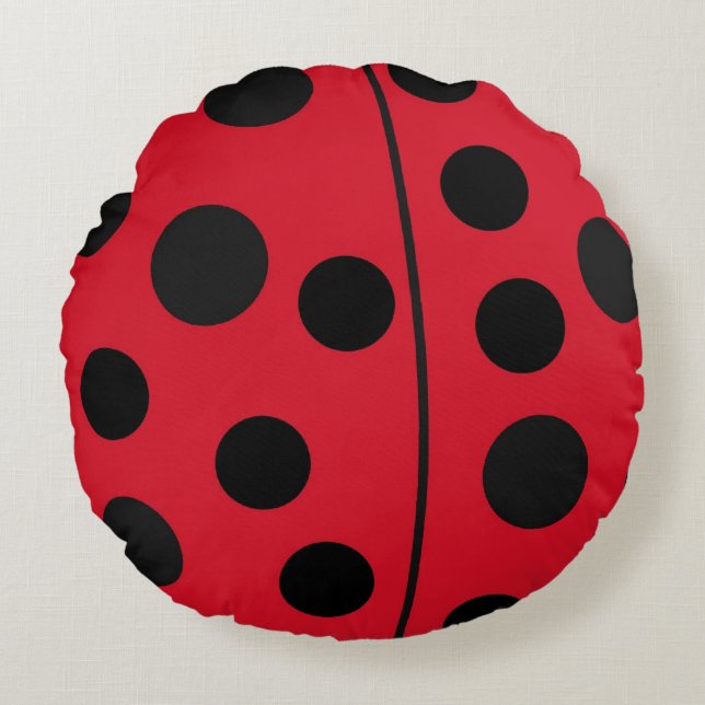 Lady Bug Red und Black Design Rundes Kissen (Vorderseite)