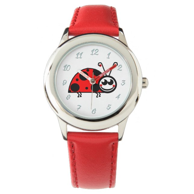 Lady-Bug Watch (Kids) rot von Zazz_it Armbanduhr (Vorderseite)