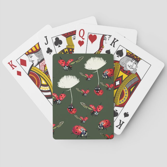 Lady Bugs Green Playing Cards Spielkarten (Rückseite)