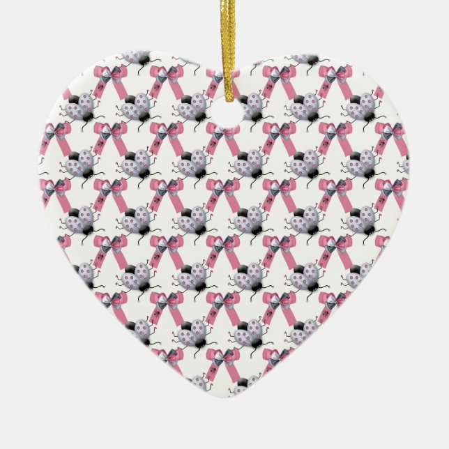 Lady Bugs und Bows Keramikornament (Vorne)