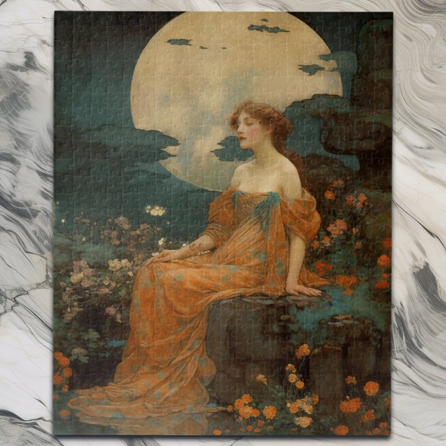 Lady by Moonlight, Elegantes Jugendstil Puzzle (Von Creator hochgeladen)