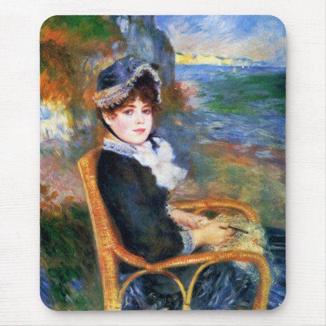 Lady by the Seashore (von Pierre-Auguste Renoir) Mousepad (Vorne)