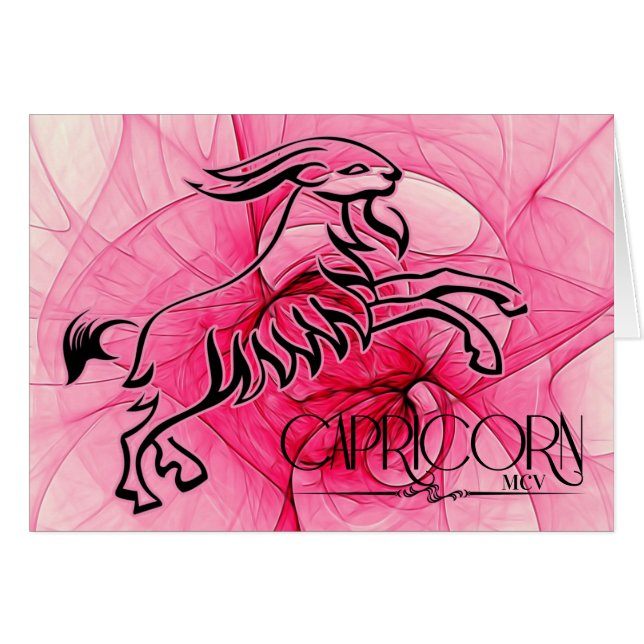 Lady Capricorn Rosa Zodiac Blankenkarte (Vorderseite (Horizontal))