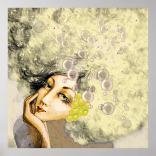 Lady Champagne Art Poster