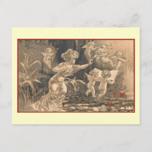 Lady Chases Musical Cupids, Valentine Vintage Feiertagspostkarte