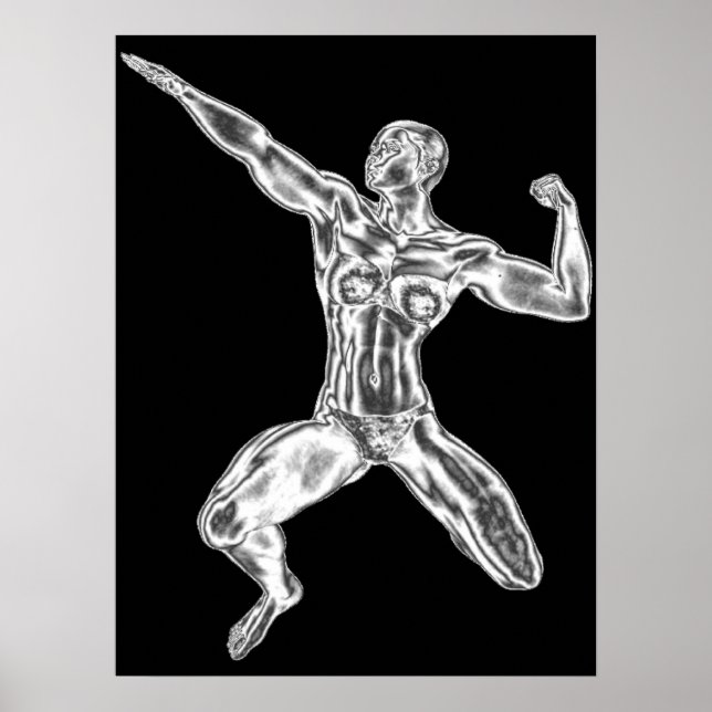 Lady Chrome Bodybuilder Pose Poster (Vorne)