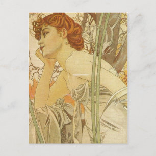 Lady Daydreaming Vintage-Postkarte Postkarte