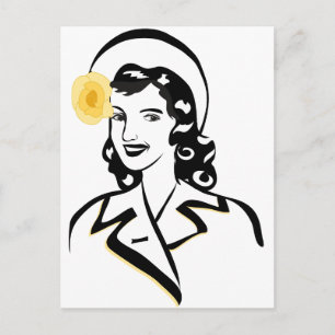 Lady der 40er Jahre Postkarte