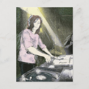 Lady DJ Postkarte