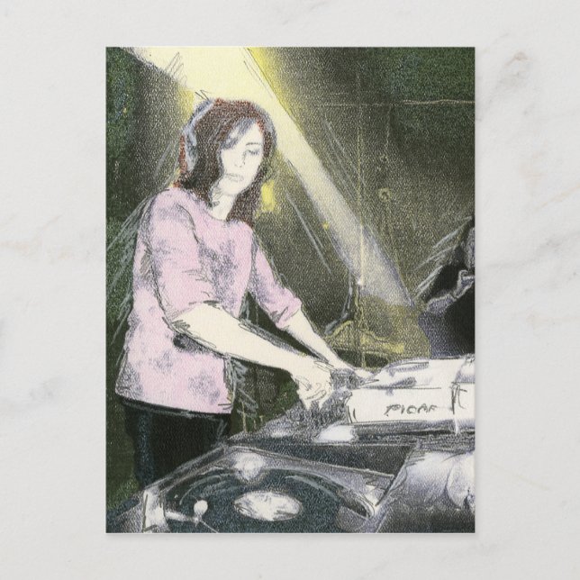 Lady DJ Postkarte (Vorderseite)