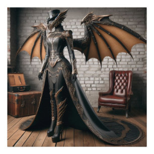 Lady Dragon Rider Steampunk Viktorianisch Industri Fotodruck