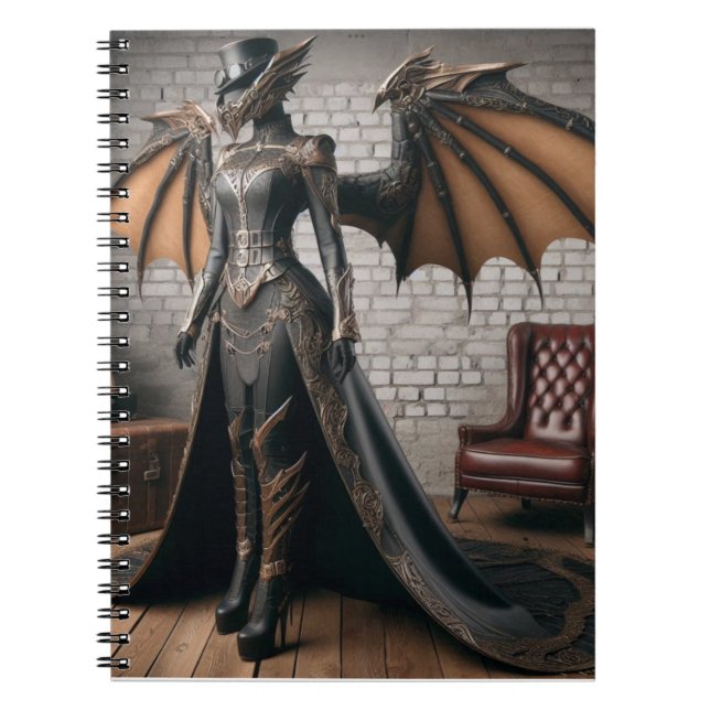 Lady Dragon Rider Steampunk Viktorianisch Industri Notizblock (Vorderseite)