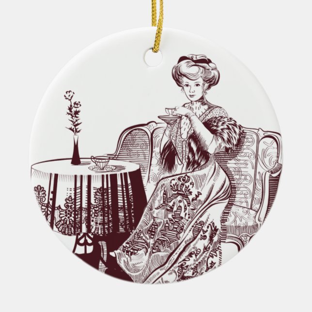 Lady Drink Keramikornament (Vorne)
