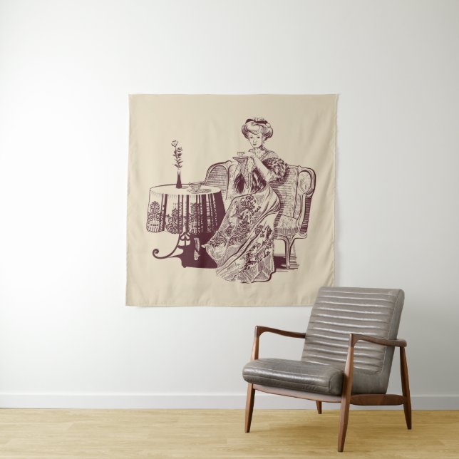 Lady Drink Wandteppich (Beispiel (Horizontal))