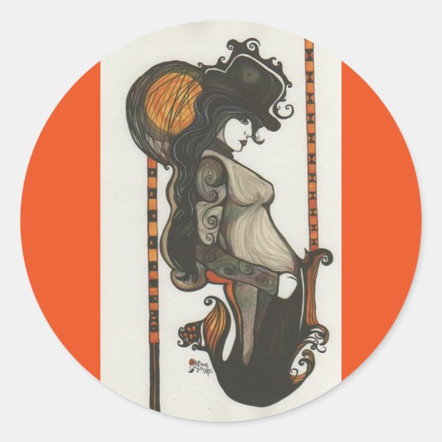Lady Enigma Goddess Steampunk Style Round Stickers (Vorderseite)