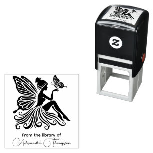 Lady Fairy Holding Butterfly Bibliotheksname Permastempel