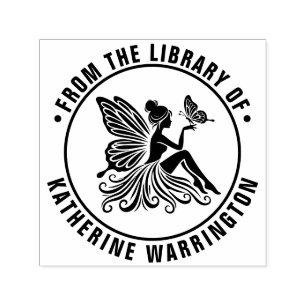 Lady Fairy Holding Butterfly Bibliotheksname Permastempel