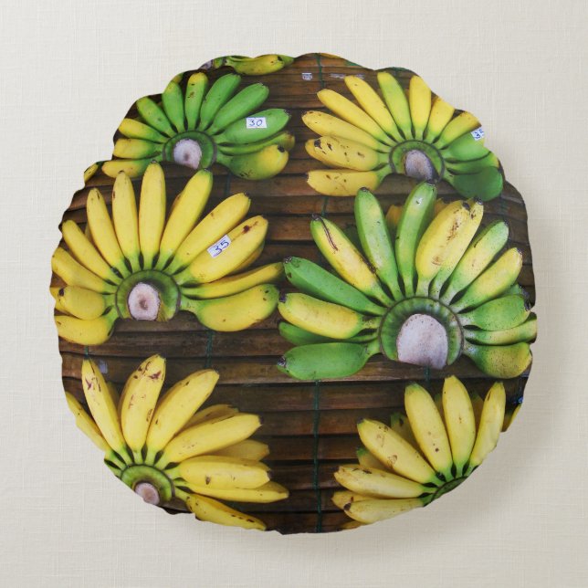 Lady Finger Bananas ~ Egg Banana (ก ล้ ว ย ข่ ไ) Rundes Kissen (Vorderseite)