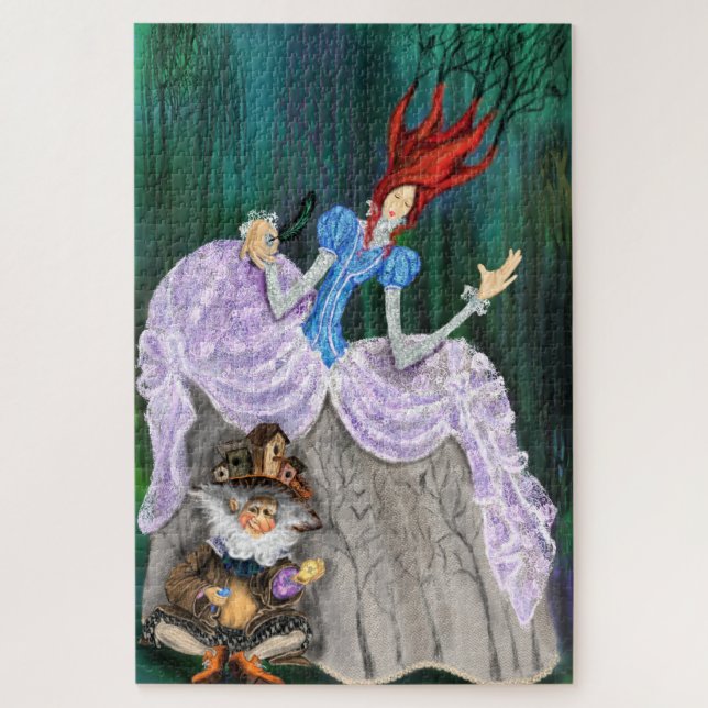 Lady Forest and Little Gnome - Fairytale - Fantasy Puzzle (Vertikal)