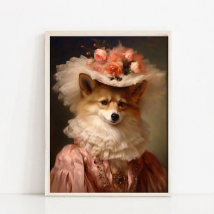 Lady Fox Vintage-Porträt-Kunstprint, Renaissance  Poster