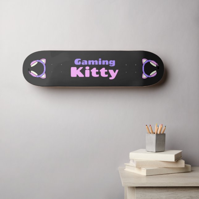 Lady Gamer - Gaming Kitty Skateboard (Wandkunst (Horz))