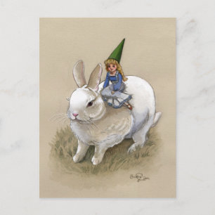 Lady Gnome und Kaninchen Postkarte