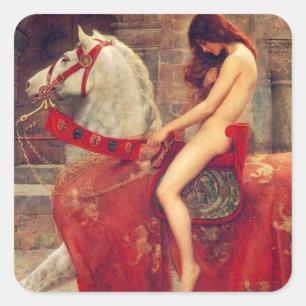 Lady Godiva-Aufkleber Quadratischer Aufkleber