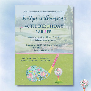 Lady Golfer Custom 40. Geburtstagsfeier Einladung