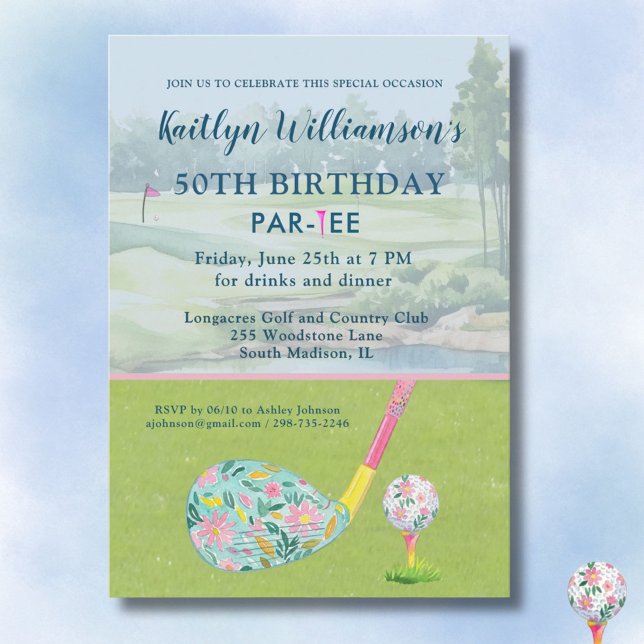 * Lady Golfer Custom 50. Geburtstagsfeier Einladung (Von Creator hochgeladen)