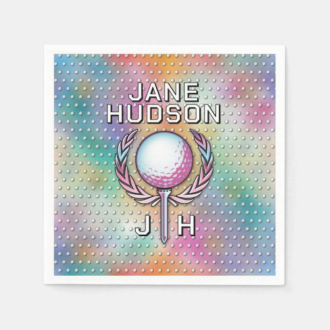 Lady Golfer Custom Monogram Design Serviette (Vorderseite)