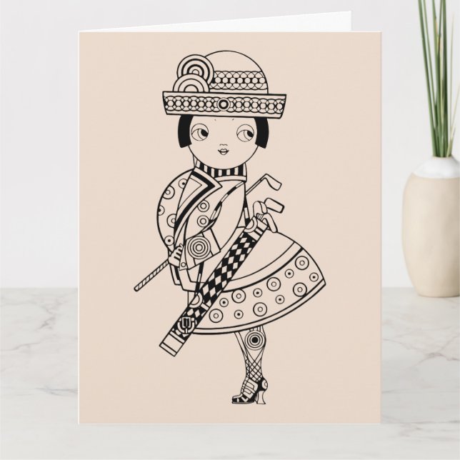 LADY GOLFER GOLF FUNNY GREETING CARD FÜR SIE KARTE (Vorderseite)