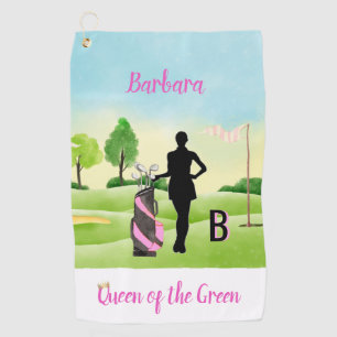 Lady Golfer Golfplatz Individuelle Name 3-D Monogr Golfhandtuch