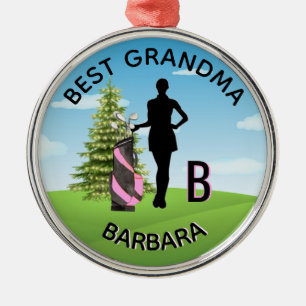 Lady Golfer Golfplatz Individuelle Name 3-D Monogr Ornament Aus Metall