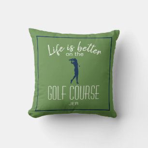 Lady Golfer Green Golfplatz Zitat Monogramm Kissen