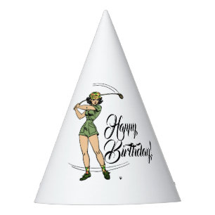 Lady Golfer Happy Birthday Partyhütchen