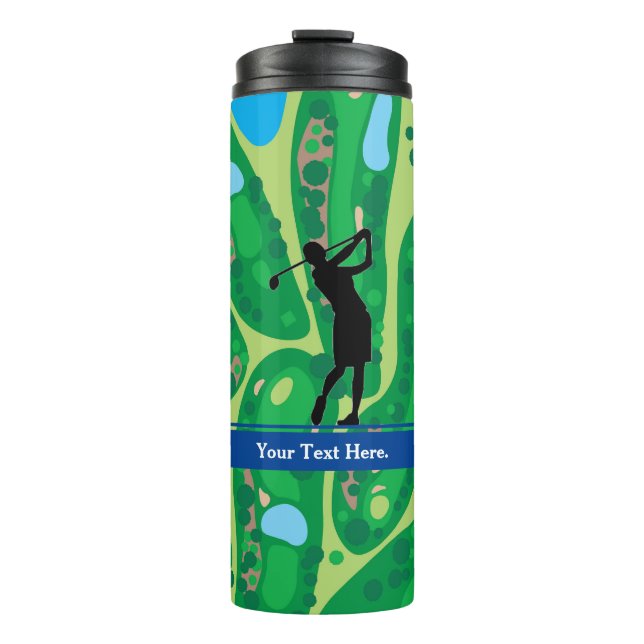 Lady Golfer Image Personalisiert Thermal Tumbler Thermosbecher (Vorderseite)