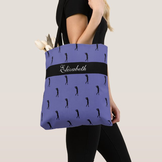 Lady Golfer Individuelle Name Pattern Periwinkle B (Von Nahem)