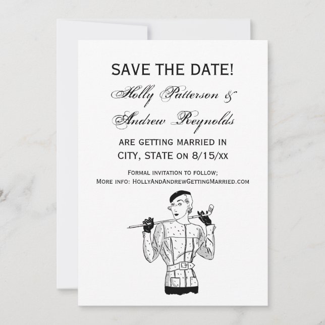 Lady Golfer mit Golf Club der 30er Jahre Einladung (Vorderseite)