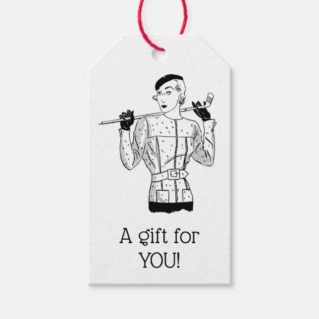 Lady Golfer mit Golf Club der 30er Jahre Geschenkanhänger (Vorderseite)