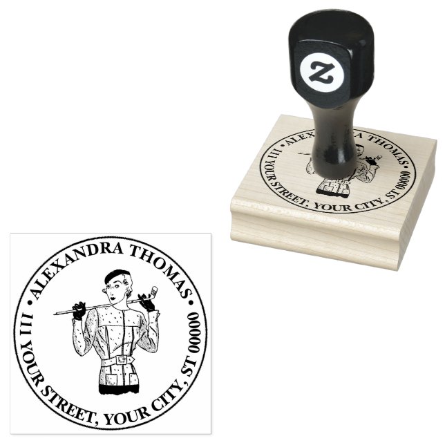 Lady Golfer mit Golf Club der 30er Jahre Gummistempel (Stempel)