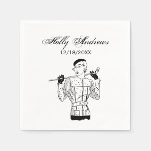 Lady Golfer mit Golf Club der 30er Jahre Serviette