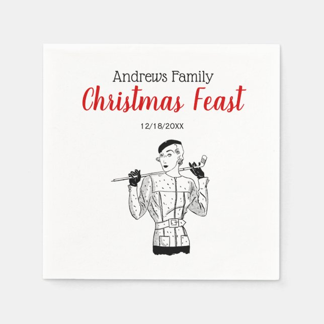 Lady Golfer mit Golf Club der 30er Jahre Serviette (Vorderseite)