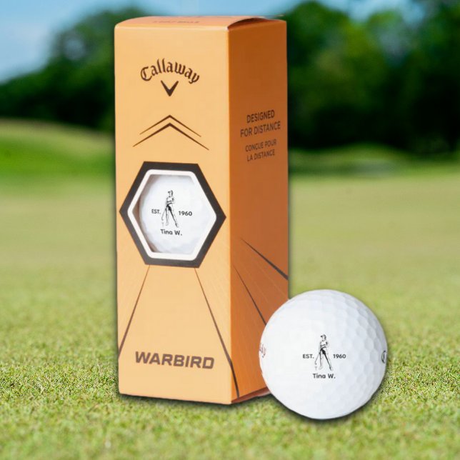 Lady Golfer Personalisierter Name und Jahr Golfball (Von Creator hochgeladen)