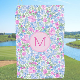 Lady Golfer Pink Blue Preppy Custom Initial Ladies Golfhandtuch